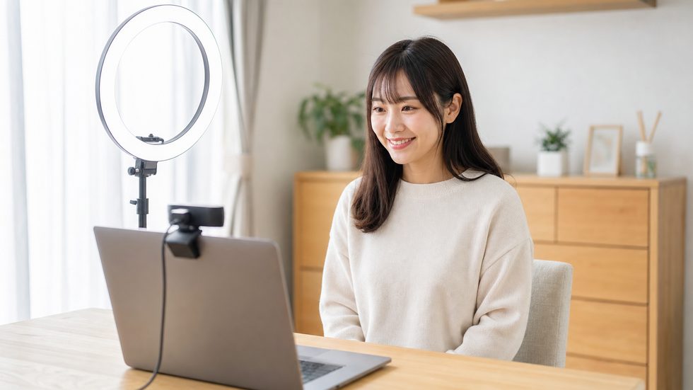 在宅チャットレディの配信環境セットアップ（リングライト・ウェブカメラ・在宅ワーク）