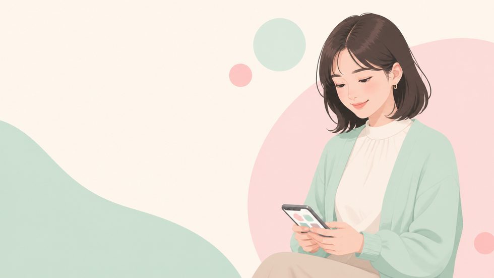 チャットレディの月収実例を確認している女性のイメージ（仙台・宮城）
