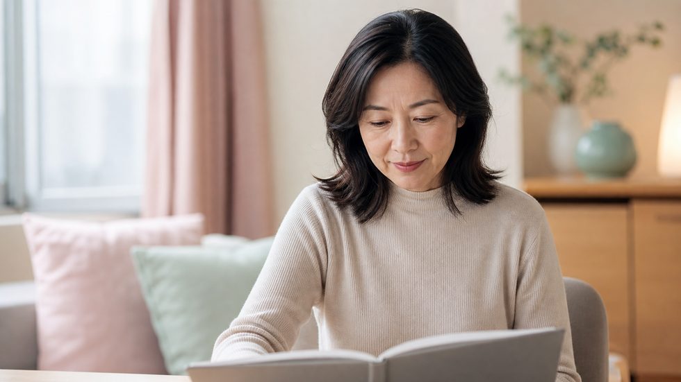 チャットレディとして自分のペースで成長を振り返る40代女性のイメージ