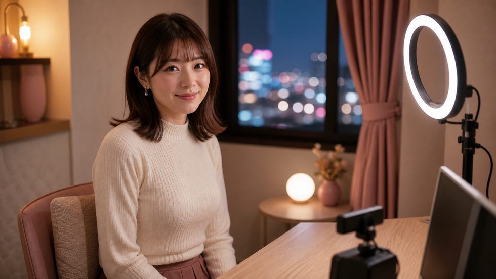 チャットレディの完全個室ルームの内装(仙台の事務所配信スペース)