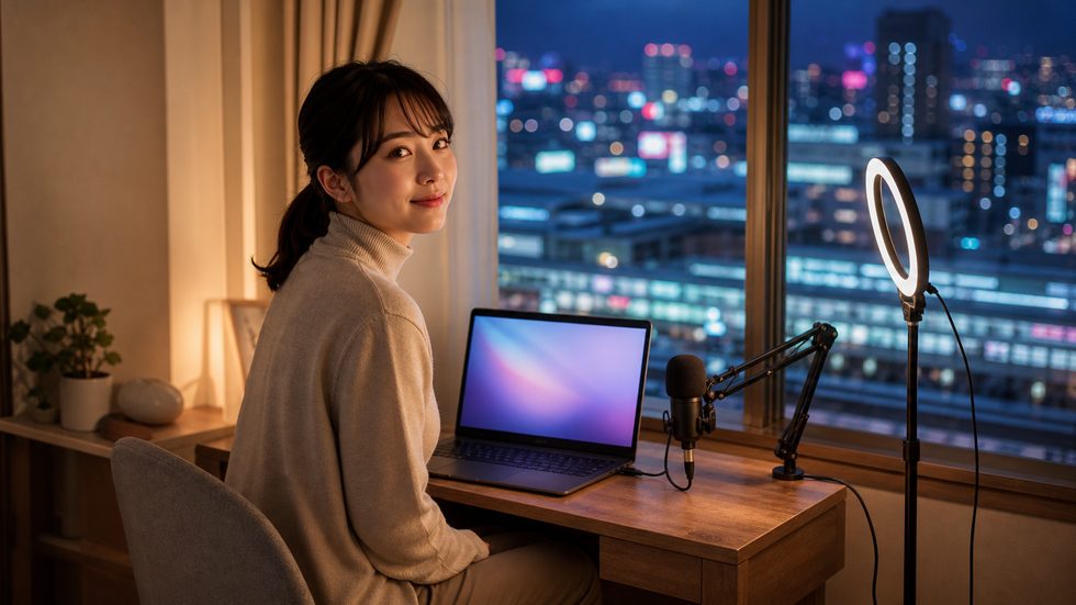在宅チャットレディの配信環境セットアップ(自宅の一角)