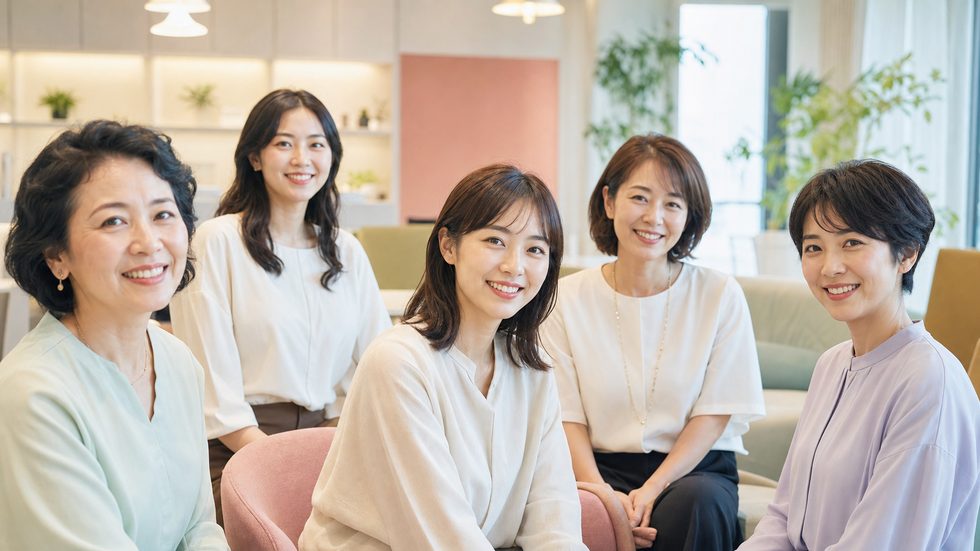 学生から30〜40代まで幅広い年齢の女性がチャットレディとして活躍するイメージ
