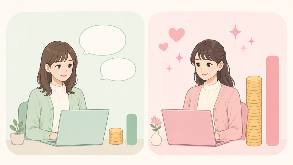 ノンアダルトとアダルトの月収差を示すイメージ（チャットレディ仙台）