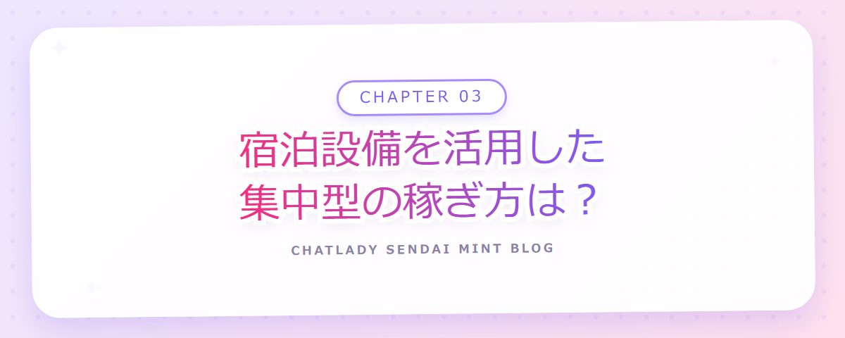 CHAPTER 03 宿泊設備を活用した集中型の稼ぎ方は?(章見出しカード)