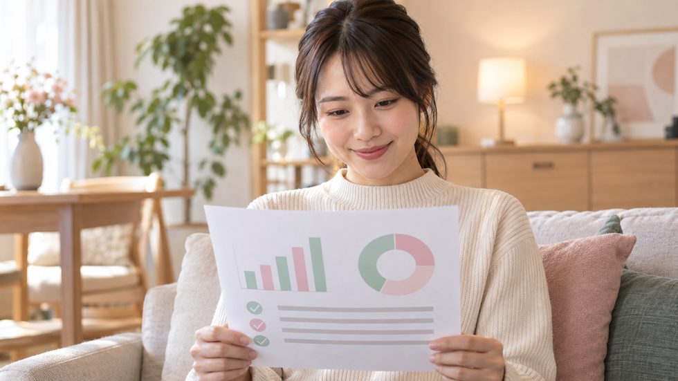 FEEDBACK SHEETを確認する手元(毎回もらえる成長シート)