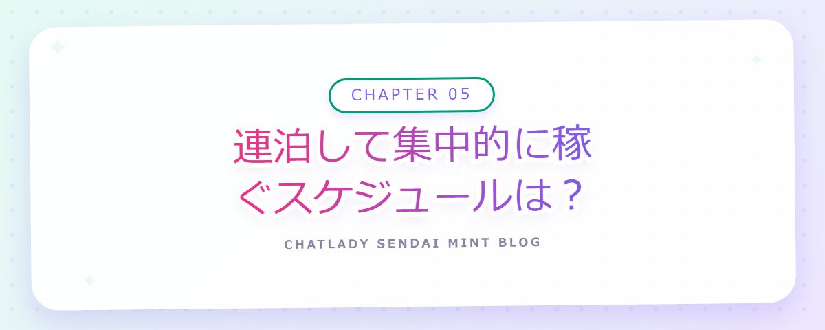 CHAPTER 05 連泊して集中的に稼ぐスケジュールは?(章見出しカード)