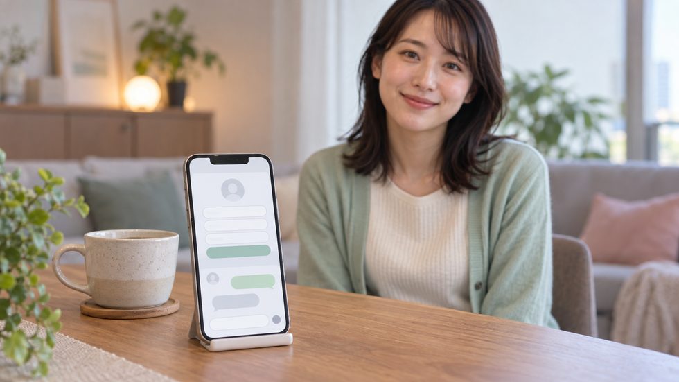 スマホで応募フォームと公式LINEを開いている画面