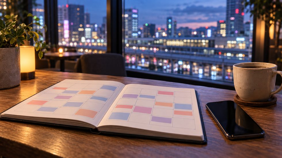 完全自由出勤のシフトを書き込んだカレンダーとスケジュール帳