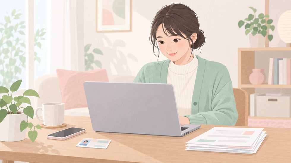 e-Taxで確定申告をする様子(マイナンバーカード・ノートパソコン)