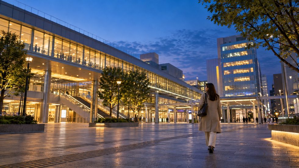 仙台駅北側の名掛丁自由通路から徒歩1分の通勤風景(夕方)