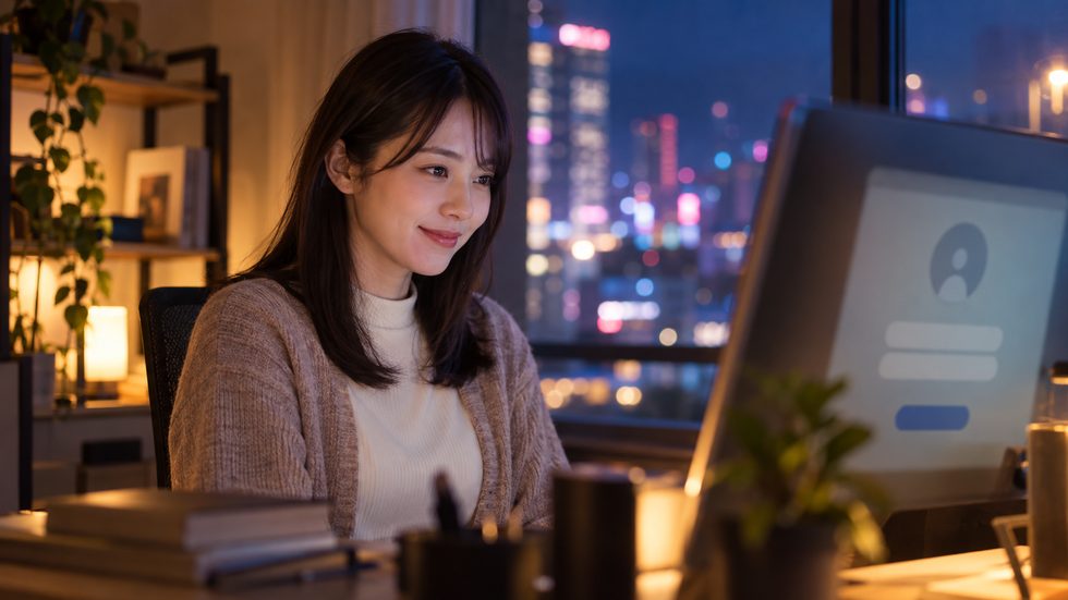 19時に出勤してログインする様子(チャットレディの1日の始まり)