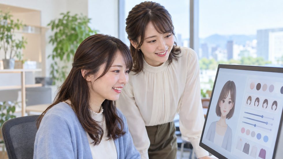 女性スタッフによるアバター設定サポート(仙台事務所)