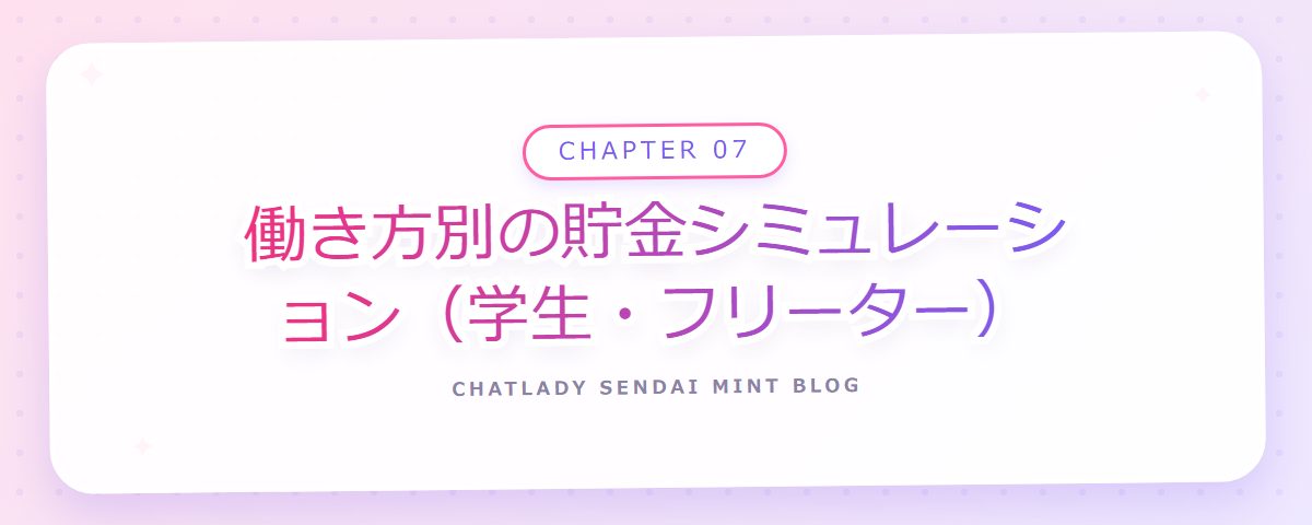 CHAPTER 07 働き方別の貯金シミュレーション(学生・フリーター)(章見出しカード)