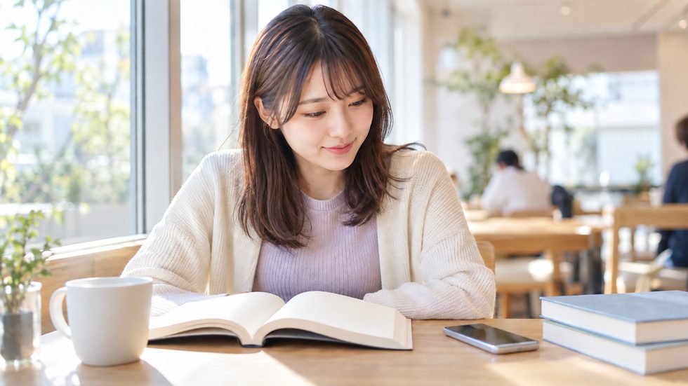 学生が勉強しながらスマホを見る風景(授業との両立・チャットレディ副業)