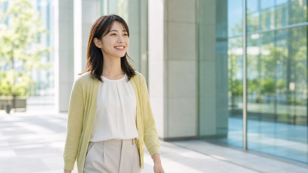 通勤チャットレディとして働く女性のイメージ（仙台）