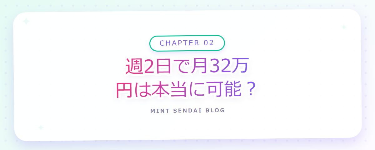 CHAPTER 02 週2日で月32万円は本当に可能?(章見出しカード)