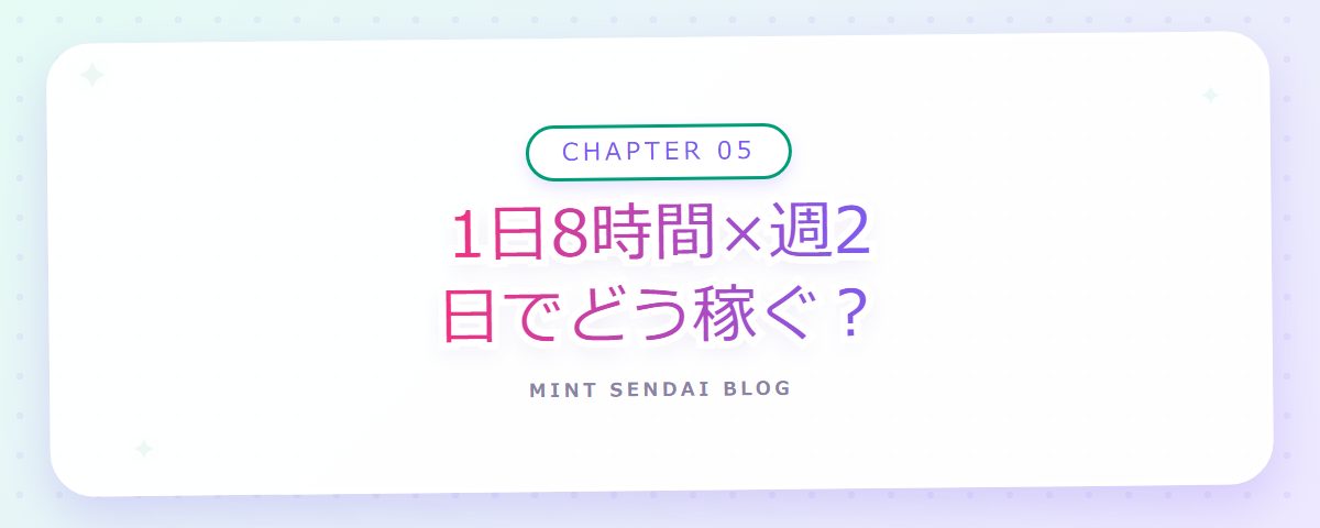 CHAPTER 05 1日8時間×週2日でどう稼ぐ?(章見出しカード)