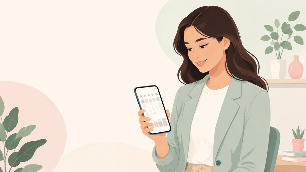 スマホで予定を調整する女性の手元