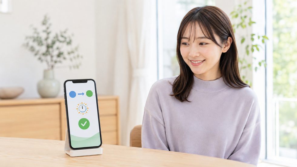 日払い振込のイメージ（スマホで確認）