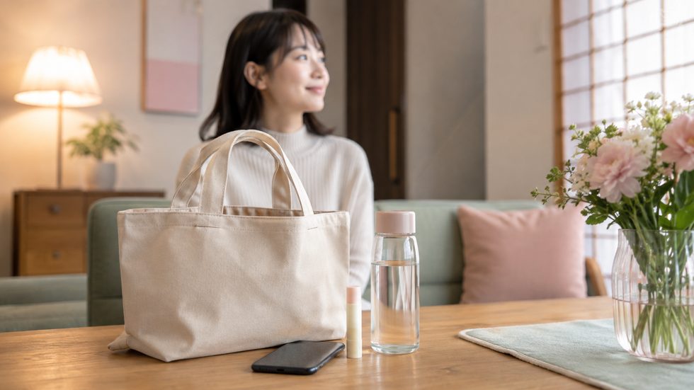 チャットレディの働く日の持ち物イメージ(スマホと最小限の荷物)