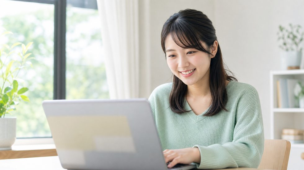税理士相談の情報を見て安心する女性