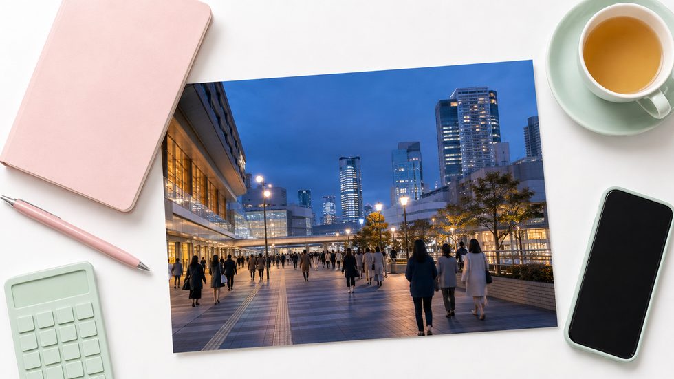 退勤後の仙台駅前の夕景