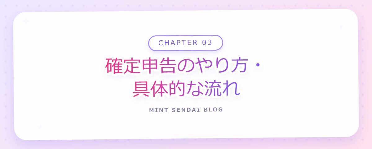 CHAPTER 03 確定申告のやり方・具体的な流れ（章見出しカード）