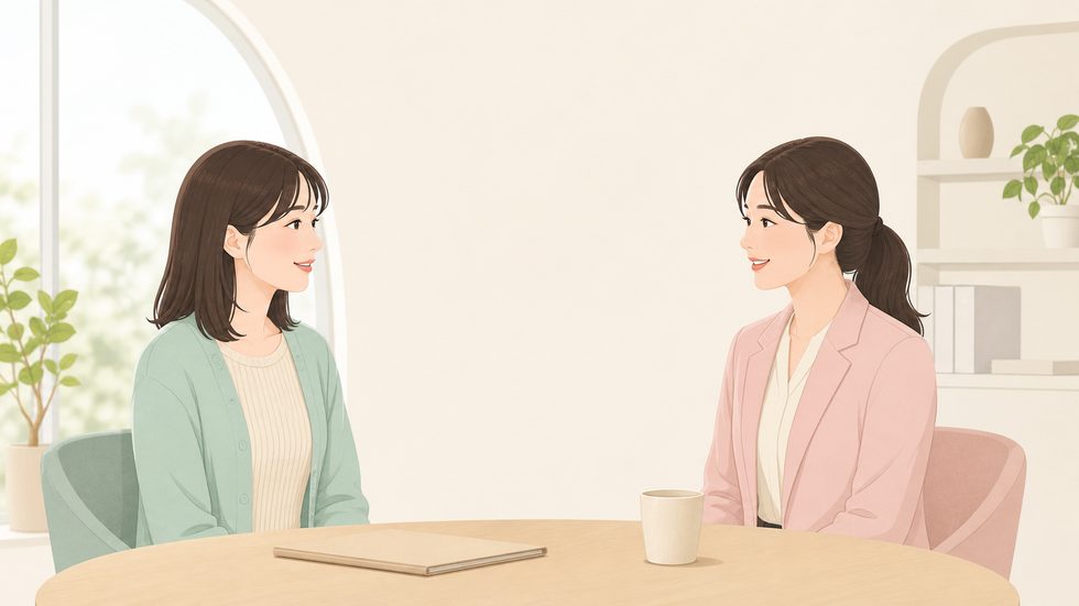 税理士に相談している女性（確定申告の相談風景）