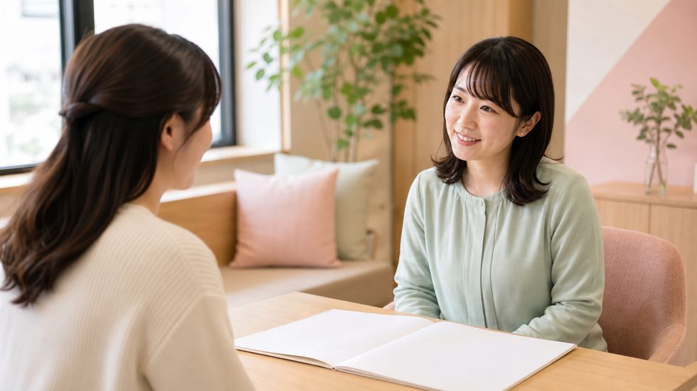 ミント仙台のスタッフが確定申告について相談に乗っている様子