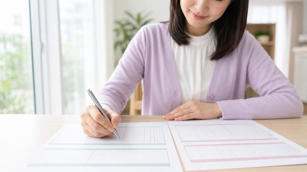 確定申告書に記入している手元の様子