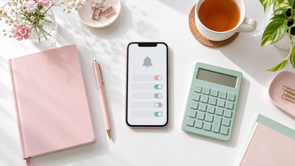 チャットレディ用スマホの通知設定を確認する女性