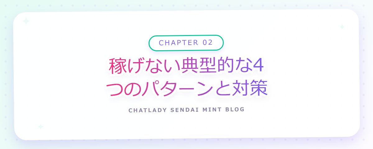 CHAPTER 02 稼げない典型的な4つのパターンと対策(章見出しカード)