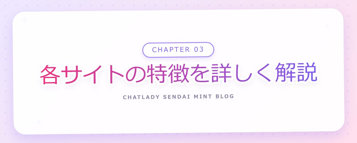 CHAPTER 03 各サイトの特徴を詳しく解説(章見出しカード)
