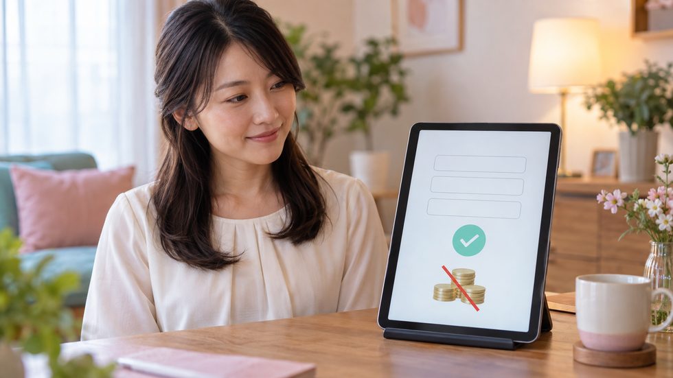 登録料0円の受付画面(初期費用なしで始められる)