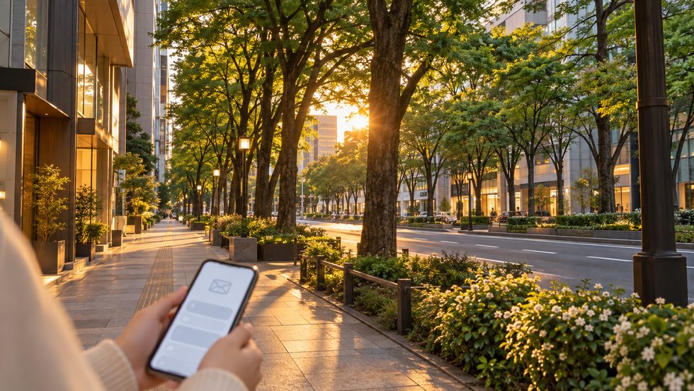 メールレディのスマホ画面（受信メールと返信インターフェース）
