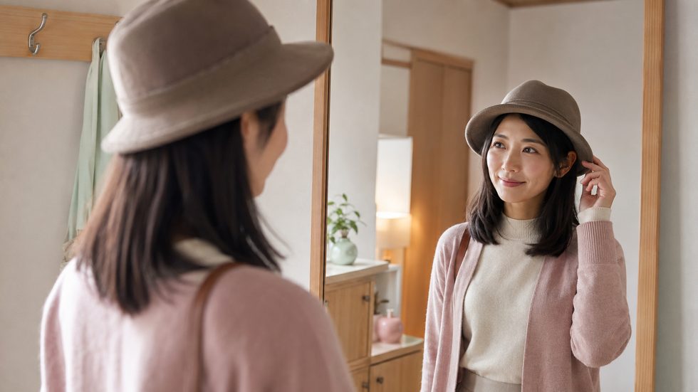 チャットレディの通勤前の準備（普段と違う服装・髪型に変える）