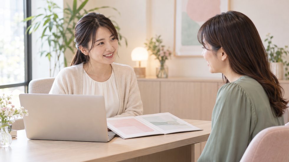 女性スタッフが個別サポートをする様子(仙台ミント)