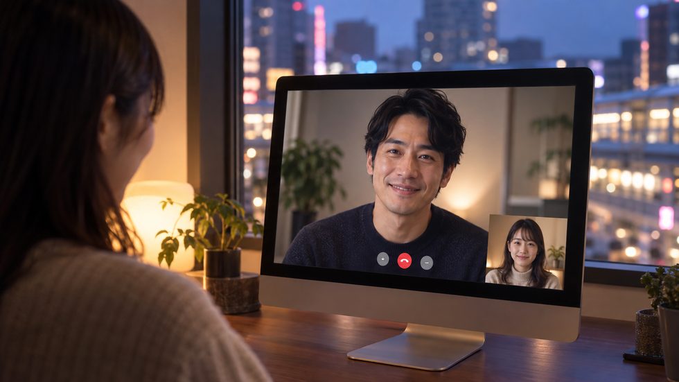 2ショットチャット中の画面イメージ（1対1の会話・報酬割増）