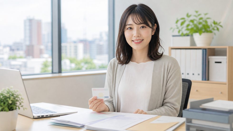 マイナンバーカードと確定申告書類のイメージ（仙台の事務所）