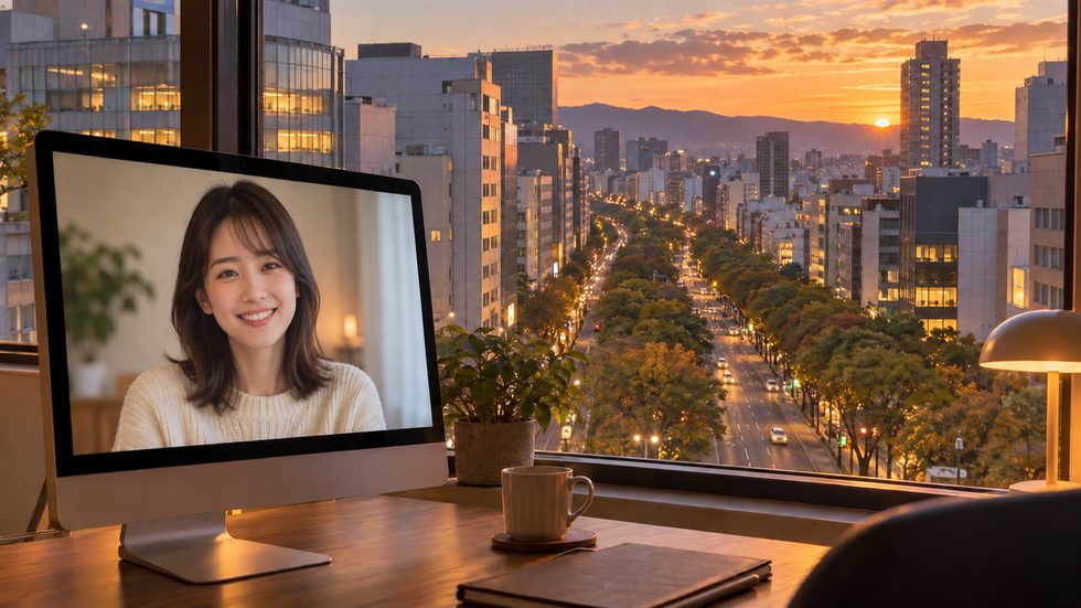 チャットレディが画面越しにお客様と会話しているイメージ