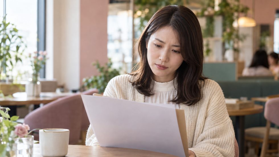 チャットレディの契約内容を確認する女性(仙台)
