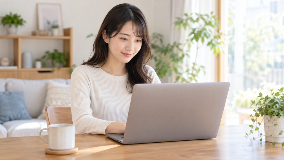 自宅で短時間だけチャットレディの仕事をする女性