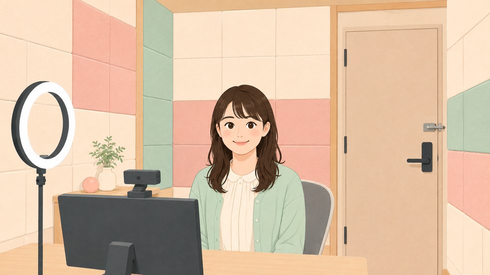 チャットレディの完全個室ルームの内装（仙台駅前の事務所・防音・鍵付き）