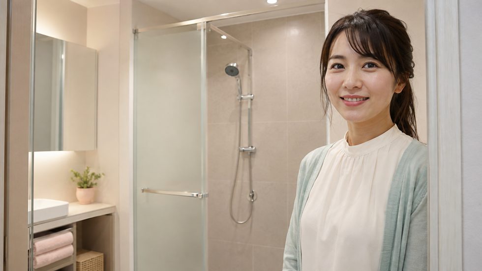 シャワールームの内装（事務所の設備・休憩時に利用可能）