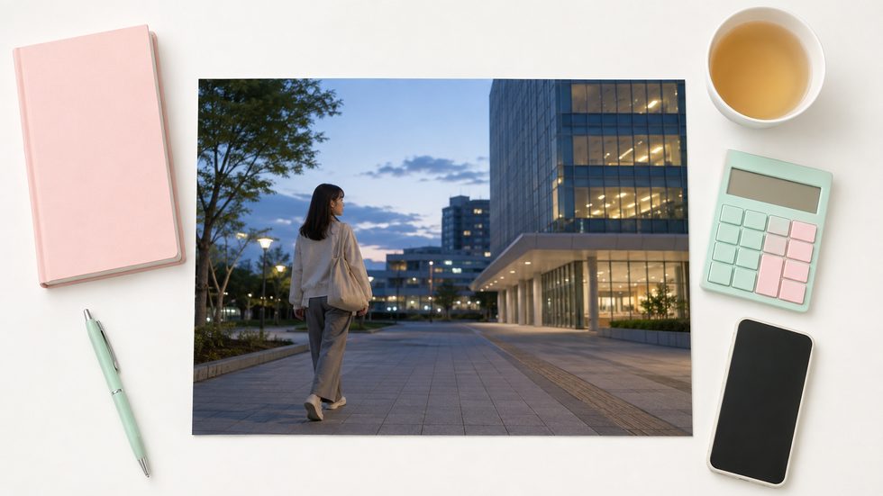 学生が大学の帰りにチャットレディ事務所へ向かう風景