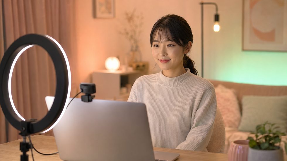 在宅配信環境のセットアップ（リングライト・Webカメラ・自宅個室）