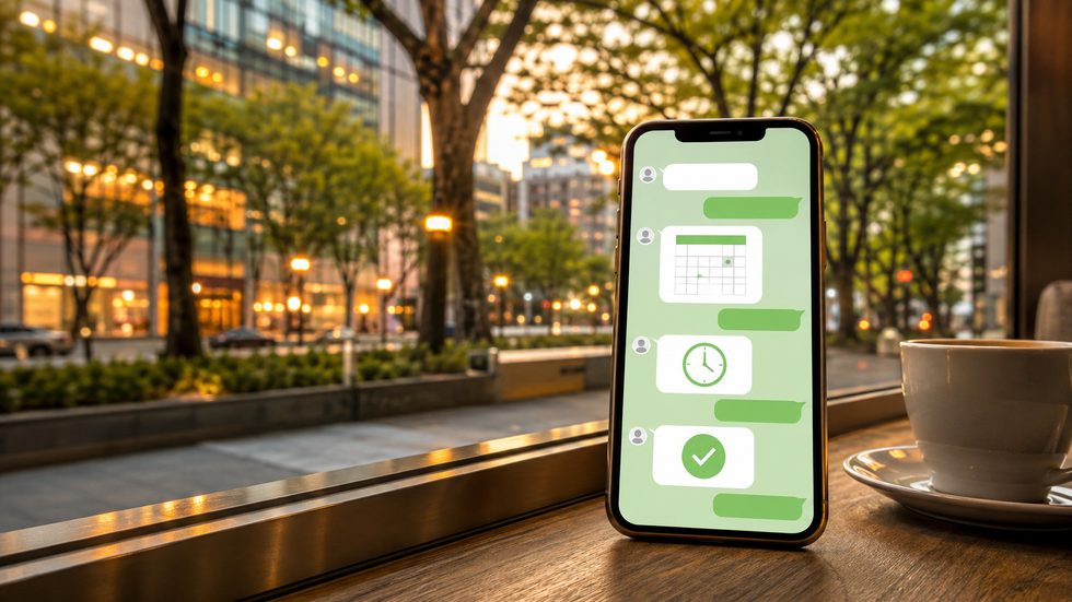面接予約のスマホ画面（公式LINE・24時間受付）