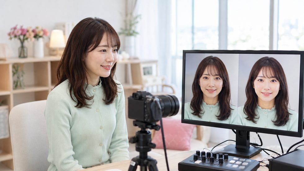 チャットレディ仙台ミント独自の加工カメラの効果イメージ(元画像と加工後の比較)