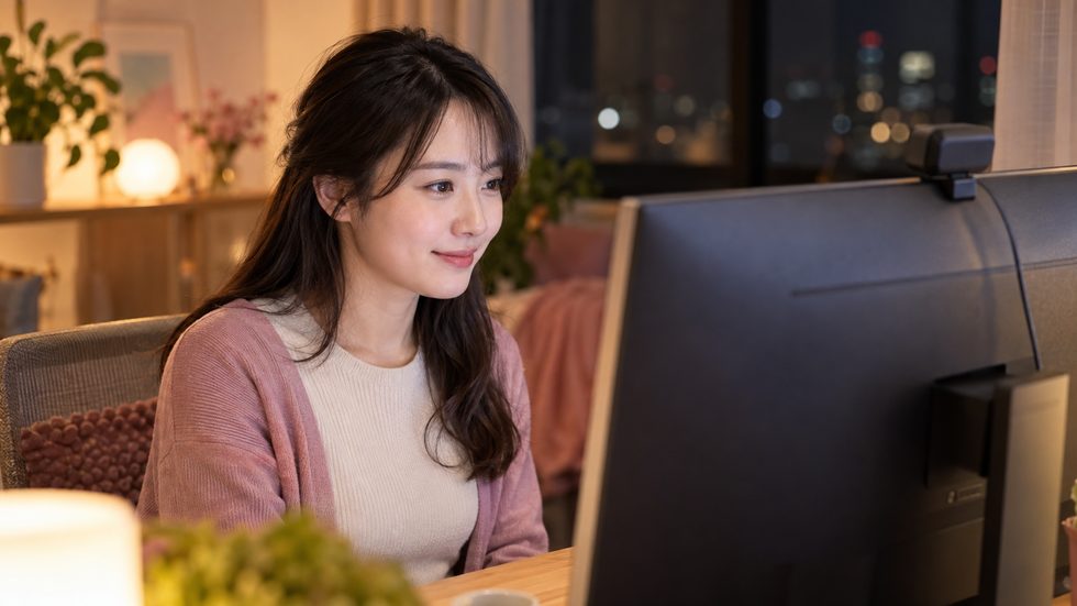 深夜時間帯に配信する様子