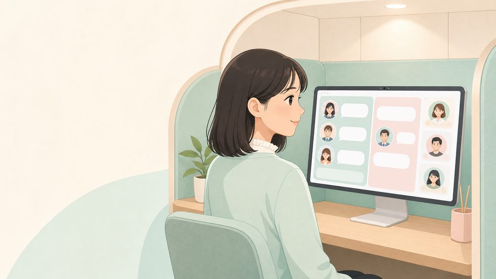 チャットレディの配信画面（複数のお客様と同時に会話している様子・仙台の事務所）